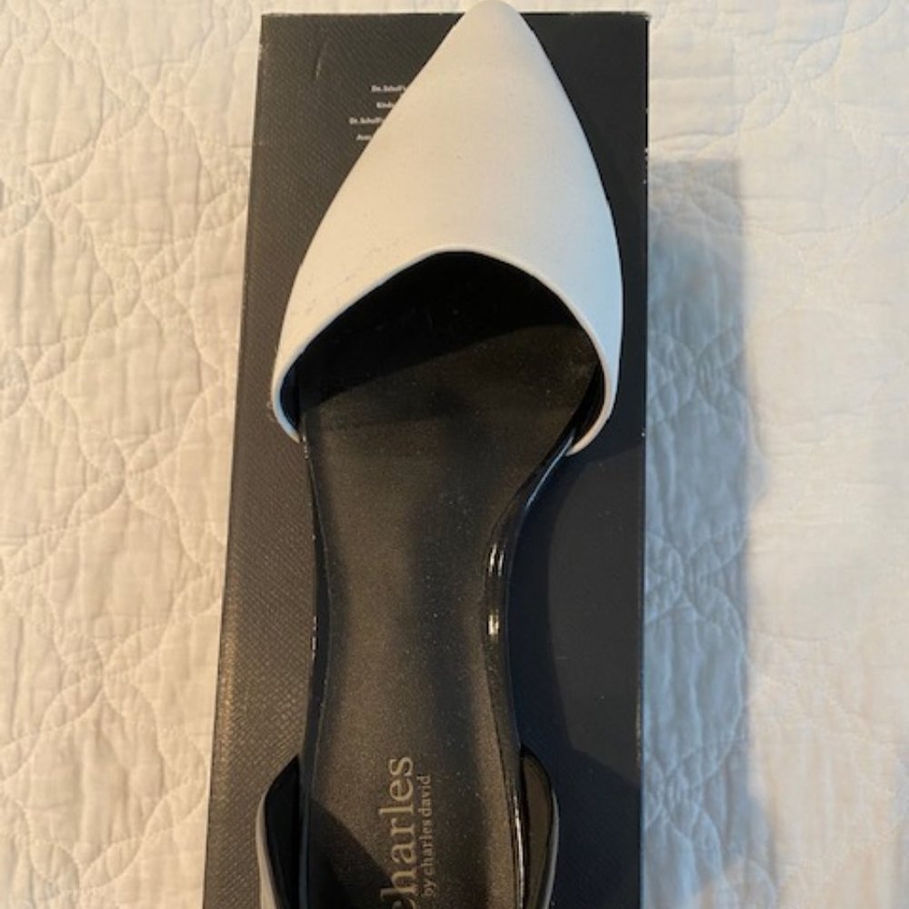 Black and white dorsay shoes flats